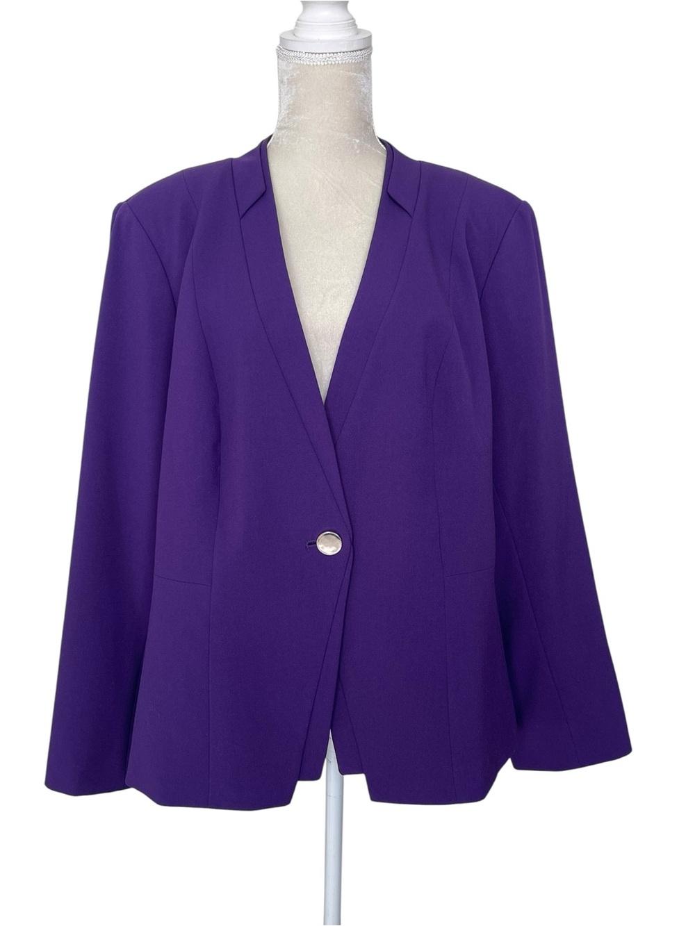 Calvin Klein Purple Women's Blazer Jacket Single Button Style Plus Size 20W